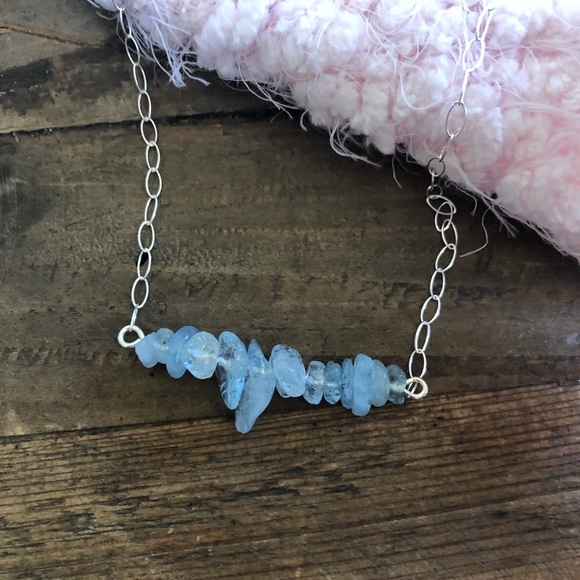 🎁Beautiful Aquamarine & Sterling Silver Necklace - Picture 6 of 8